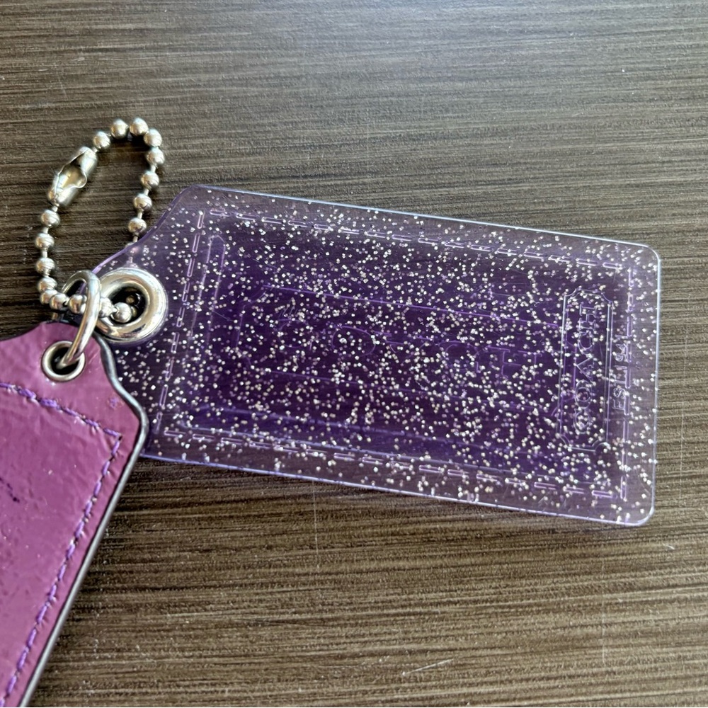 Coach Poppy Hang Tag Set (3” Clear Purple Silver Glitter & 2.5” Purple Patent) - Picture 6 of 9